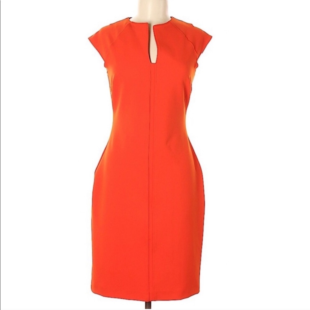 ZARA Midi Sheath Dress in Vibrant Orange